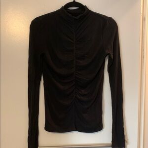 Black Ruched Long Sleeve Top